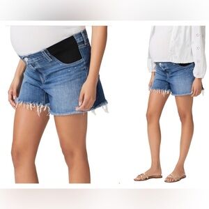 PAIGE Blue Denim Maternity Jean Shorts